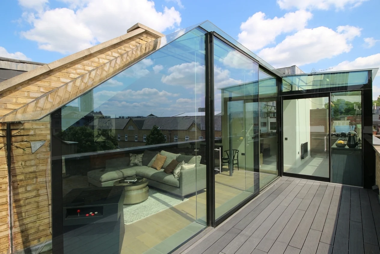 Infiniti FineLine glazed rooftop living space and terrace